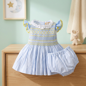 Vestido Casual con Estampado Geométrico para Bebé Niña, Marca Babeeni, OEM ODM, Venta al Por Mayor, 100% Algodón, Hecho a Mano, Certificado OEKO-TEX - Product Image 4