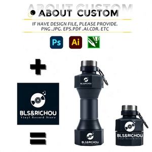 Custom Logo Barbell Design Wholesale Folding <b>Silicone</b> Sports Drink <b>Water</b> <b>Bottle</b> Designed Grm Botella De Agua Collapsible <b>Bottle</b> - Product Image 3