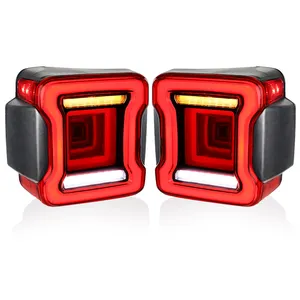 Smoked Lens 12V LED Tail Lights with Brake Turn Signal Reverse Running Light for Jeep Wrangler JK JKU 2007-2018 US/EU Type