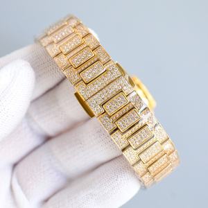 Top-quality luxurious full-diamond shining gold mechanical <b>watch</b> - elegant, business-appropriate, and fashionable wristwatch - Product Image 4