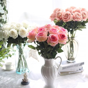Arreglos Florales para Bodas, Decoración de Mesas, Rosas Rosadas Económicas al por Mayor, Flores Artificiales de Seda con Tacto Real, Rosas Individuales - Product Image 2
