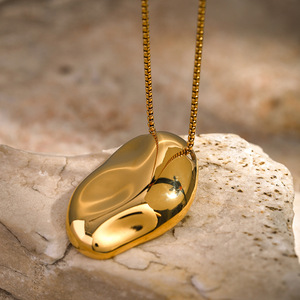 18k Gold Stainless Steel Irregular Concave Pendant <b>Necklace</b> Geometric Design Fashion Jewelry - Product Image 4