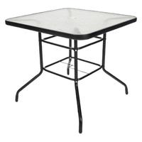 Ensemble de table et chaises en métal pour balcon, cour extérieure, sept pièces, avec table en verre et chaises en rotin