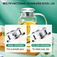 Pichet en verre borosilicate au design moderne de 61oz avec couvercle en acier inoxydable Bouilloire résistante à la chaleur pour le thé ou l'eau pour les fêtes d'affaires