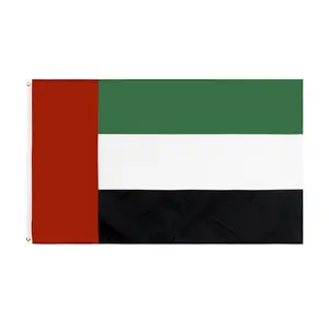 Vente en gros 100% polyester sérigraphie drapeaux des Émirats arabes unis 3x5ft drapeau national des Émirats arabes unis promotionnel avec œillet en laiton