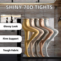 Collants brillants 70D pour femmes, collants de danse en nylon ultra brillants et opaques, motif uni, tricotés, à compression pour la saison de printemps