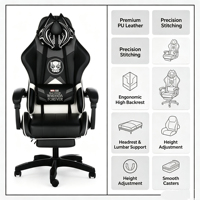 Vente directe d'usine, prix de gros bas, chaises de jeu réglables, chaises de bureau ergonomiques pivotantes en cuir