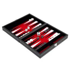 11-Zoll-Klassik-Stil Luxus handgefertigtes Leder Reisen Backgammon-Set Schachspiele