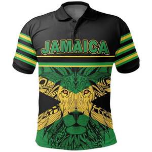 Sublimación impresa Día DE LA Independencia de Jamaica Polo Jamaica Lion Roar Polo con estilo salvaje Dropshipping OEM ODM - Product Image 1