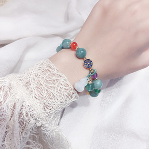 Perle de Jade vert naturel rétro pour femmes et filles, Bracelet ethnique, réglable, bonne porte-bonheur, mode ethnique, nouvelle collection <span class=keywords><strong>2022</strong></span> - Product Image 2