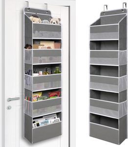 Home Large Fabric <b>Over</b> <b>Door</b> Wall Mount 5 Window Storage Hanging Pocket Organizer with <b>Hook</b> - Product Image 1