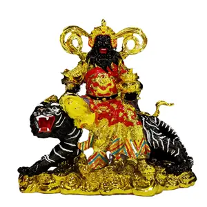 Sanmantuo Resin Gilt 48Cm Five-Way God Of Wealth Zhao Gongming Riding A Tiger Statue Of The God Of Wealth