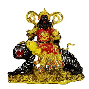 Sanmantuo Resin Gilt 48Cm Five-Way God of Wealth Zhao Gongming Riding a Tiger Estatua del Dios DE LA Riqueza - Product Image 1