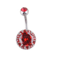 CRYSPURE 14g Piercing de nombril en acier inoxydable rouge style punk pour femme, avec pendentif cœur, cerise, rose et zircon, vente en gros OEM