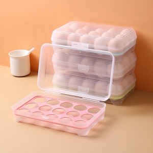 Caja de huevos de 15 rejillas, venta al por mayor, plástico transparente con tapa, refrigerador de cocina para el hogar, caja de almacenamiento de huevos portátil para alimentos frescos - Product Image 2