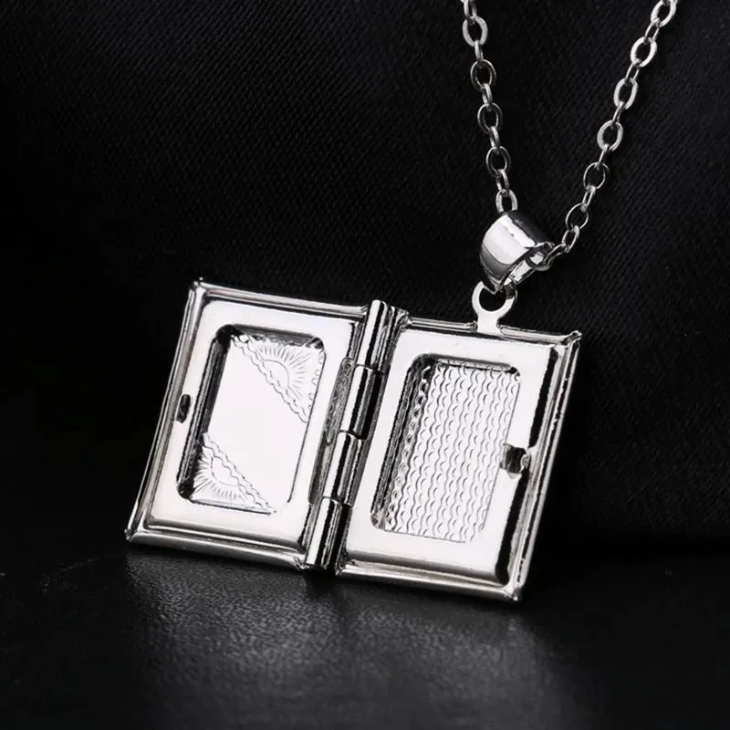 New Women Men Silver Color Book Box Photo Locket Pendant Necklace Without Chain Best Jewelry Gift For Friends Lover Wholesale