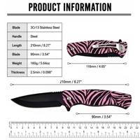 Fanstoon Elegant Roze 3D-geprint decoratief opvouwbaar mes voor dames, compact draagbaar zakmes voor kamperen en fruit snijden