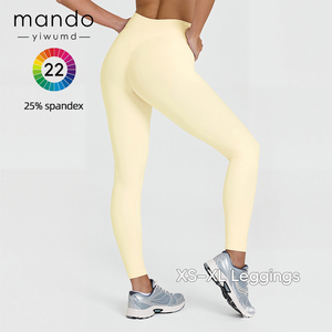 Leggings de yoga taille haute doux à coutures en V, effet push-up, 22 couleurs, 75% Nylon 25% Spandex, tailles XS-XL, vente en gros - Product Image 3