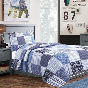 Set di <span class=keywords><strong>Copriletto</strong></span> a Onde Ultrasoniche <span class=keywords><strong>Blu</strong></span> di Alta Qualità, 3 Pezzi, Tessuti per la Casa, 100% Poliestere, Lavabile per Tutte le Stagioni - Product Image 5