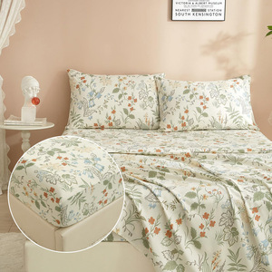 Modern Style Customized Plants Flowers <strong>Printed</strong> Bedding <strong>Set</strong> 4pcs Microfiber Bed <strong>Sheet</strong> <strong>Set</strong> - Product Image 2