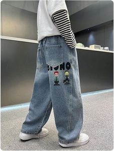 ZY High Waist Wide Leg Baggy Jeans hose Benutzer definiertes Logo Stickerei Streetwear Herren Baggy Denim Jeans Hose für Herren - Product Image 4