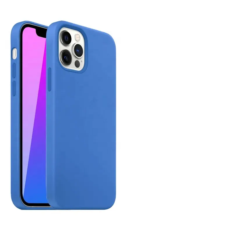 Nouvelle housse de téléphone en silicone liquide de couleur unie personnalisée pour Apple iPhone 12 13 14 Pro Max Logo d'origine