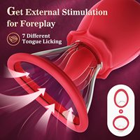 Heißer 3-in-1 Verbesserter Rosen-Sexstimulator mit 7 Zungenleck- und 3 Stoßvibrationen, Vibrator-Dildo für G-Punkt, Klitoris und Brustwarzen-Stimulation