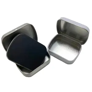 In Stock 58x45x15mm Mini Rectangular/Square White/Black Brow Soap/Mint/Candy/Chewing Gum Packaging Metal Hinged Tin Box/Case/Can