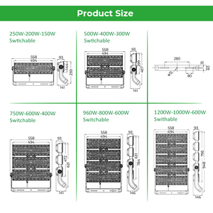 Điện có thể chuyển đổi siêu sáng <span class=keywords><strong>1000W</strong></span> <span class=keywords><strong>Led</strong></span> sân vận động lights140lm/W ngoài trời 90-305V Dimmable <span class=keywords><strong>Led</strong></span> sân vận động ánh sáng cho Tòa Án - Product Image 5