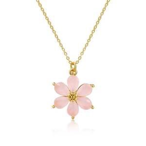 สร้อยคอรูปดอกไม้หกกลีบสวยงาม ชุบทอง 18K คงสี - Product Image 5