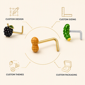 Food Inspired Design Titanium Gold <strong>Nose</strong> Stud <strong>Cute</strong> Body <strong>Piercing</strong> Unique Fashion <strong>Nose</strong> Ring Trendy Daily Wear Accessory Unisex Gift - Product Image 4