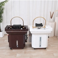 Tête de spa de salon de coiffure beauté moderne Tête de spa japonaise portable avec réservoir d'eau Lavabo à shampoing Bol à cheveux mobile