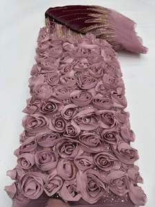 Ni. Ai phong cách mới tăng thiết kế thêu ren ngọc trai ren <span class=keywords><strong>Net</strong></span> vải sequin đính cườm ren vải với Thêu Hoa - Product Image 6