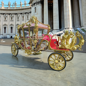 Calèche de Mariage Chevalière Dorée Transport Spécial Calèche Tirée par des Chevaux Angel 4 Roues Luxe 4-6 Personnes Pneus en Caoutchouc Plein - Product Image 6