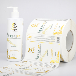 Étiquettes personnalisées pour flacons de conditionneur capillaire, impression vinyle imperméable, estampage à chaud or, autocollant en rouleau pour emballage cosmétique et soins capillaires - Product Image 1