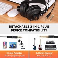 Audífonos de Monitoreo de Estudio JOYO JMH-02, Audífonos con Cancelación de Ruido para Grabación, Compatibles con Mezclador de Guitarra, Amplificador, Podcast, DJ
