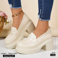 Chaussures à talons épais de 8cm pour femmes, nouveau Style de Design, bout rond, mocassins en cuir verni PU, chaussures de bureau pour femmes XTShD29