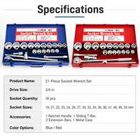 Jeu de clés à douille à chocs personnalisable de 21 pièces 3/4'' avec coffret en acier au carbone de 14 pièces, kit d'outils de réparation automobile et usage domestique OEM