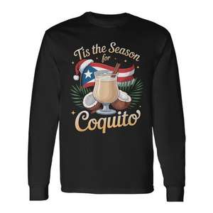 Es la temporada del Coquito, camiseta navideña puertorriqueña de manga larga - Product Image 1