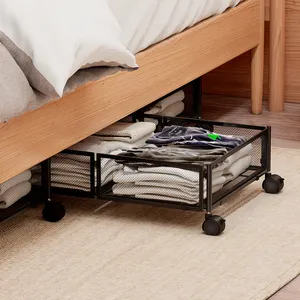 2 Pack Under Bed Storage with Wheels, Rolling Drawers Shoe Organizer, Under The Bed Storage Cart