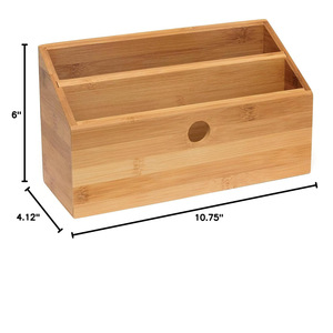 Bamboo Office Organizer Rectangular Storage Box For <b>Desk</b> Stationery And Documents <b>Study</b> Use - Product Image 5