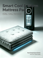 Matelas intelligent avec système de contrôle de température à deux zones, refroidissement, chauffage et surveillance du sommeil