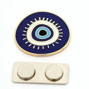 Op Maat Gemaakte Magneet Reversspeld Gouden Omtrek Reversspeld Magneet Badge Zacht Email Oogvorm Badge Magneet Achterkant