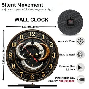 Round Wooden Wall <b>Clock</b> 25x25Cm Silent Nordic Style Home <b>Bedroom</b> Study Decor - Product Image 2