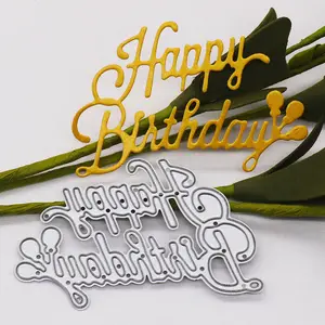 Words Dies Happy Birthday Cutting Dies Scrapbooking Greeting Card Making Metal Crafts Diy Cutting