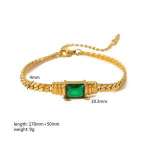 European American Style Square Zircon Necklace 18K Gold Stainless Steel <b>Bracelet</b> <b>Set</b> Party Jewelry Geometry Design - Product Image 4