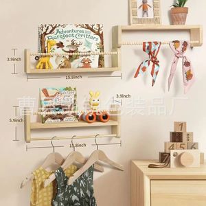 Wooden Children's Beaded <b>Shelf</b> Wall Mounted Picture Book Storage <b>Rack</b> For Bedroom Toy And Clothing Organizer - Product Image 2