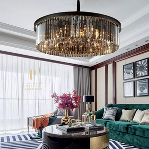 酒店客厅餐厅展览现代奢华黑金大型黑色水晶吊灯 - Product Image 4