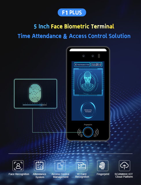 OEM F1 Plus 5 Inch 32G Biometric Access Control Machine 5 Inch 32G Face Recognition Terminal