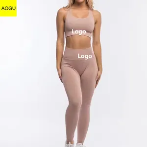 New Workout Scrunch Butt Leggings Open Back Sports Bra High Waist Yoga Pants Fitness Yoga Sets For Women